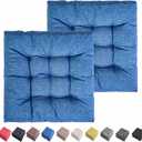 Outdoor Indoor Chair Cushions 20"x20" - Patio Furniture Cushion Set of 2 Comfortable Non-Slip Seat Pads Cover for Wicker Adirondack Deck Rocking Metal Chairs Universal Fit (2, Blue)