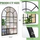 Black Arched Window Mirror, Large Window Pane Mirror, Metal Framed Windowpane Mirrors, 24" X 36" Arched Wall Mirrors for Wall Decor, Entryway, Living Room