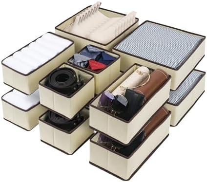 Cupic Cupid Drawer Organizer, Dresser Organizers, Foldabe Drawer Organizer Clothes, Closet Organization and Storage Dividers for Socks, Underwear and Diaper, Set of 12, Beige