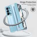 Z Fold 5 Case, One-Piece Housing Hinge Protection Leather ZFold5 Case with Kickstand, Compatible with Samsung Galaxy Z Fold 5 2023 (Blue)