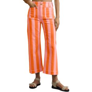 Tankaneo Womens Cropped Striped Jeans Casual High Waisted Stretchy Polka Dots Straight Leg Denim Pants with Pockets