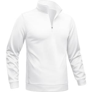 TACVASEN Men's Quarter Zip Pullover Sweatshirts Lightweight Fleece Lined Thermal Sweatshirts 1/4 Zip Golf Sweaters (White, XXL)
