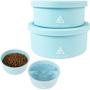 AVERYDAY 30 Oz Travel Dog Bowls with Lids, 2-in-1 Portable Pet Bowls for Food and Water, Leakproof Travel Dog Food & Water Bowl for Outdoor, Camping, Travel Dog Feeding Bowl, Daycare Pet Bowls
