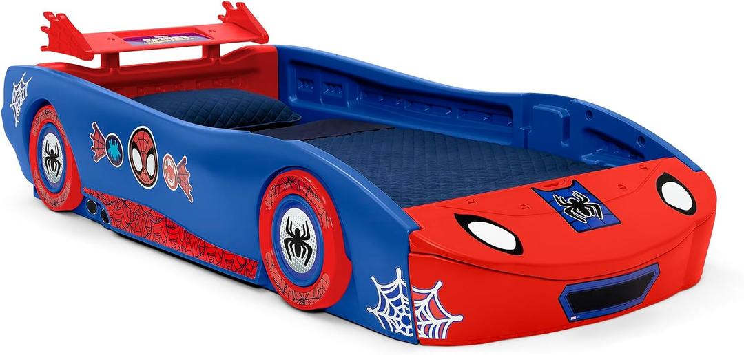 Delta Children - Spidey and His Amazing Friends Web Crawler Race Car Twin Bed, Blue/Red