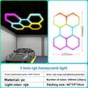 RGB LED Hexagon Garage Lighting Honeycomb Lamps 110-265V for Car Wash Repair Workshop Decor Ceiling Lighting LED Hexagon Lights for Gym Bar Gaming Room, Smart App,Remote Control