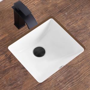 14 Inch Small Undermount Bathroom Sink White Ceramic Rectangular Under Counter Bathroom Sink for Cabinet Porcelain Vanity Sinks,Overflow Type (14.4"x12.7")