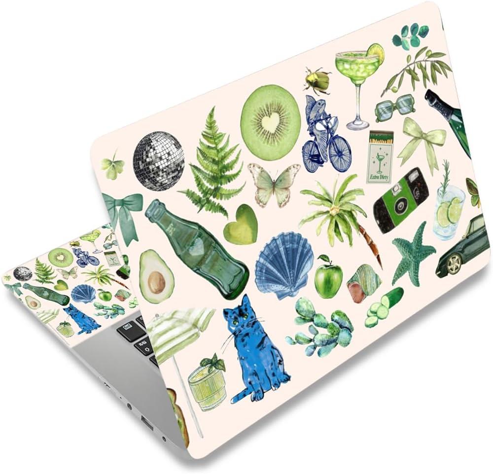 3 x 15 15.4 15.6 13 13.3 14 12 12.1 in Skin Laptop Sticker Decal, Netbook Skins for Notebook Tablet PC, Universal Vinyl Laptop Decor Cover, Art Protector Easy to Apple I Green Theme Stickers