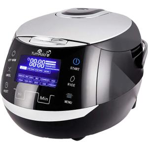 Yum Asia Sakura Rice Cooker with Ceramic Bowl and Advanced Fuzzy Logic (8 Cup, 1.5 Litre) 6 Rice Cook Functions, 6 Multicook Functions, Motouch LED Display, 120V Power (Black and Silver)