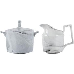 Marbling Ceramic Milk Jug Sugar Bowl, Coffee Serving Set, Creamer Pitcher and Sugar Bowl Set