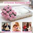 47-Inch Round Crochet Rose Flower Bouquet Blanket for Bed & Couch, Romantic Gift for Daughter Birthday, Valentine, Christmas,Mother's Day (Pink)