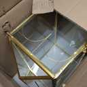 NCYP Glass Cards Box with Slot and Lock for Wedding - 12.6" x 5.9" x 9" Geometric Vintage Envelops Wishwell Card Holder - Tabletop Reception, Micro Wedding Decor, Gold (Glass Box Only)