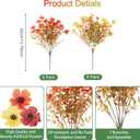 Fall Flowers Artificial for Decoration - 12 Faux Silk Eucalyptus Floral Stems, Artificial Fake Faux Mums for Outdoor Planters, Look Real UV Resistant for Porch Patio (12, Fall Orange Yellow)