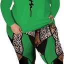 Tycorwd Plus Size Two Piece Outfits For Women Summer Sweatsuits Jogger Sets Casual Print Shorts Tracksuit Sets (Green, 3XL)