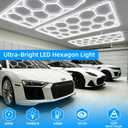 Hexagon Garage Lights 14 Hex with Rectangle Frame for Car Detailing | 600W 72000LM Super Bright, 5000K Honeycomb Hex Light, 14 Grids DIY for Garage, Gym, Basement Workshop Barbershop Car Care