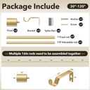 IFELS Heavy Duty Curtain Rods for Windows 66 to 120 Inch, 1 Inch Gold Curtain Rod Adjustable, Decorative Long Curtains Rods with Metal Finials, Easy Installation and Modern Design (A2,Gold,30"-120")