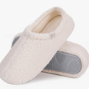 HomeTop Women's Fuzzy Curly Fur Memory Foam Loafer Slippers with Polar Fleece Lining Size 7/8