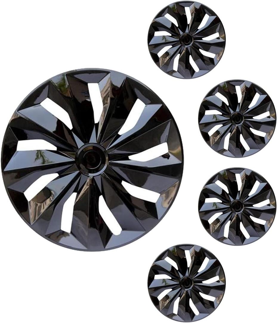 15 inch Hubcaps ABS Replacement for Steel Wheel（Non-Alloy） Snap-on Set of 4 | Stylish Durable R15 Universal-fit Wheel Cover Hub Caps Iron Rims Tire Cap Upgrade Your Cars Trucks Sedans SUV Vans（15"，Black）