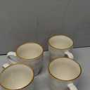 famiware Coffee Mugs Set of 4, Ocean Round 11.5oz Coffee Cup Set with Handle for Cocoa, Milk, Hot Chocolate, Tea or Water, Stoneware Cups for Kitchen, Microwave Dishwasher Safe, Vanilla White