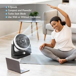 Comfort Zone 8-Inch Oscillating Desk Fan with 3 Speeds, 180 Adjustable Tilt Quiet Table Fan, Durable Electric Personal Fan for Home, Bedroom, or Office