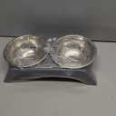 Elevated Dog Bowls for Small Dogs, 3 High Raised Dog Bowl Stand with Dual 5 Stainless Steel Bowls Non-Slip Pet Feeder for Puppy and Cats, Dishwasher Safe, Grey