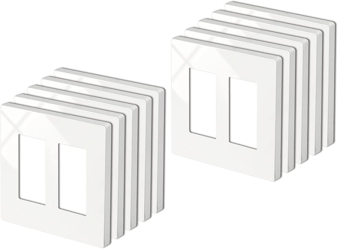 BESTTEN 2 Gang Screwless Wall Plate, 10 Pack, USWP4 Off White Series, Decorative Outlet Cover, H4.69 x W4.73, Light Switch Cover, Double Gang Receptacle Face Plate
