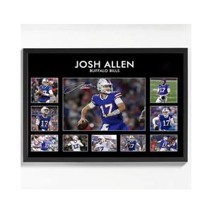 Black Framed Rugby Star Josh Allen Signed Poster For Fans Kids Birthday Christmas Gifts-Sports Football Picture Canvas Art Prints For Boys Teens Room Bedroom Wall Decor