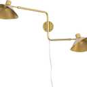 Gold 2-Light Plug in Wall Sconce, Big Adjustable Swing Arms Wall Light Fixture for Living Room Bedroom Bedside Wall Light Adjustable Swivel Arms Extendable Length 22 to 58