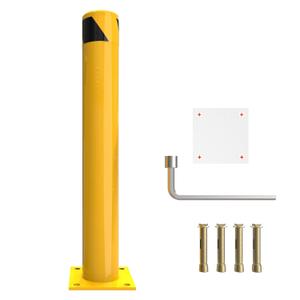 YITAMOTOR Safety Bollard Post, 42" x 4.5" Steel Bollards, Parking Bollard for Warehouse, Yellow, 1PACK
