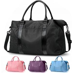 Travel Duffle Bag, Weekender Travel Bag Men Small Gym Bag for Women, Hospital Bag for Labor and Delivery, Overnight Bag Luggage Bag with Trolley Sleeve, Airplane Travel Essentials for Flying(Black) (Black Travel Bag)