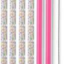 Swig Life Pack of 6 Reusable Plastic Straws with Cleaning Brush, BPA Free Plastic Reusable Straws, Colorful Drinking Straws for Cups & Tumblers (Confetti + Pink)