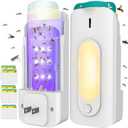 Fruit Fly Trap for Indoors with 10 Refills, 2 in 1 Fly Trap Indoor with Night Light for Home, Gnat Traps for House Indoor, Plug-in Insect Trap for Gnats, Flies, Moths, and Other Bugs-White
