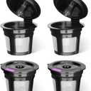 Reusable K Cups for Keurig K Elite, K Classic, K Compact, K Latte, K Select and All 2.0 & 1.0 Coffee Makers, 4 Pack K Cup Coffee Filters - Black