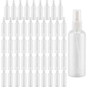 50 PCS 2oz Clear Fine Small Spray Bottle, Empty Travel Atomiser Bottles, Spray Bottle Mini Mist Sprayer, Plastic Refillable Spray Containers with Caps for Hair Spray, Perfumes60 ml