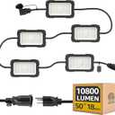 LED Work String Lights:  Super Bright 90W 10800LM ETL Listed Linkable Waterproof Outdoor/Indoor Temporary Hanging Lighting for Construction Attic Jobsite Garage