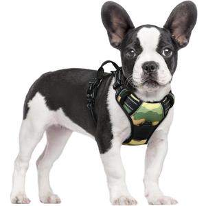 rabbitgoo Dog Harness No Pull with 2 Leash Clips, Adjustable Soft Padded, Reflective Oxford No Choke Pet Vest with Easy Control Handle for Large Dogs, Green Mountain, S