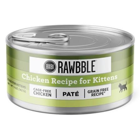 BIXBI Rawbble Chicken Pate Recipe for Kittens Cans – Grain Free, Protein Rich Wet Kitten Food–(2.75 Ounce Cans, Case of 24), Best By: 06/24/2025