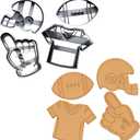 Football Cookie Cutter Set of 4 - Sports Cookie Cutters Shapes, Food Safe Plastic - Themed Football Cookie Cutters for Birthday Football Cookies - Football, Helmet, Jersey & Foam Finger