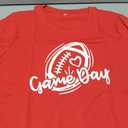 Game Day Shirt Women Cute Football T Shirt Bleached Rugby Ball Graphic Tee Sunday Casual Short Sleeve Tops Bright Red, XL