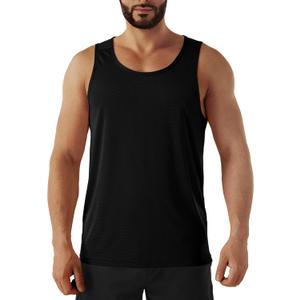 Men's Neon Swim Tank Tops Quick Dry Running Athletic Workout Gym Yoga Swimming Beach Marathon Muscle Sleeveless Shirts (Black), S