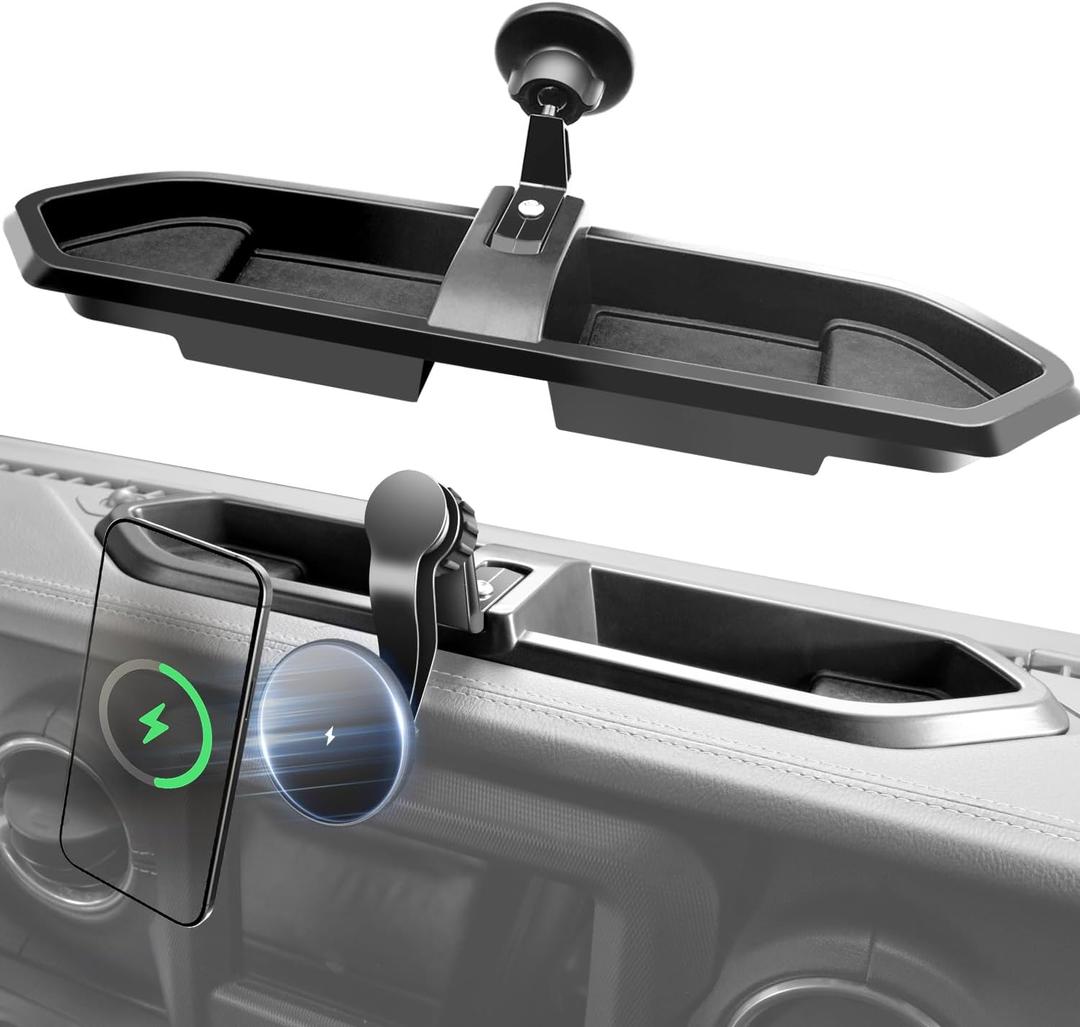 Magnetic Jeep Phone Mount for 2018-2023 Wrangler JL JLU & Gladiator JT with 15W Wireless Charging- Dashboard Phone Holder with Magsafe for Jeep Wrangler & Gladiator 2/4 Doors Accessories (Not for 4XE)