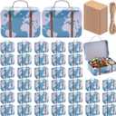 24 Pieces Mini Suitcase Party Favor Boxes Mini Luggage Gift Suitbox Small World Map Candy Tin Suitcase with Handle, Label and Twine for Travel Themed Party Bridal Shower Wedding Decoration