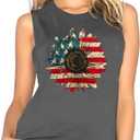 Independence Day Shirt for Women 4th of July Short Sleeve American Flag Shirt Sunflower Tee Tops (Gray, XL)