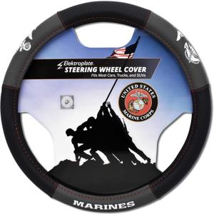 Elektroplate US Marines Premium Steering Wheel Cover - Medium Size - Fits Mid-Size SUVs and Trucks | 14.7 to 15.4