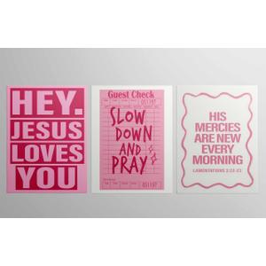 LWYANYT999 3Pcs Pink Christian Canvas Wall Art Light Pink Y2K College Dorm Room Painting Girls Dorm Room Jesus Aesthetic Wall Decor Preppy Teen Girls Apartment Bedroom Pictures Prints(16x24 inches)