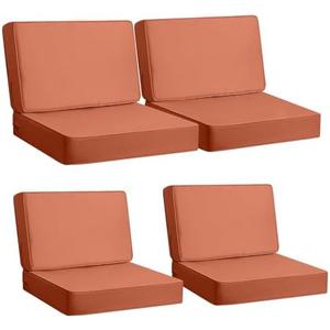 AAAAAcessories Outdoor Deep Seat Cushions, Foam Pillow, Waterproof, Fade-Resistant Patio Furniture Replacement Cushions, 24" x 24" x 5", Set of 4, Rust