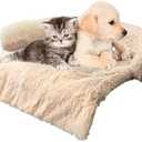 Tinaco Luxurious Calming Dogs/Cats Bed Mats, Dog Pad Washable Removable Couch Cover, Plush Long Fur Mat for Pets, Waterproof Lining, Perfect for Small, Medium and Large Dogs and Cats (Beige, 34"x30")