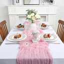 8 Pack Pink Table Runner Cheesecloth 10Ft Spring Gauze Cheese Cloth Table Runner 120 Inch Boho Sheer Rustic Fabric for Party Holiday Decor Bridal Baby Shower Wedding Decoration