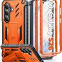 FNTCASE for Samsung Galaxy S26 Case: with [Built-in Screen Protector & Kickstand] [2 Front Frames] [Military-Grade Drop Protection] Heavy Duty Shockproof Rugged Case Full Body Protective Cover Orange