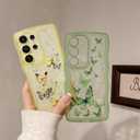 UEEBAI Wave Butterfly Case for Samsung Galaxy S25 Ultra 5G Case, Pretty Bling Star Butterfly for Women Cute Shiny Glitter Phone Cover for Girls Bling Clear Cover Curly Shockproof Girly Shell -Yellow