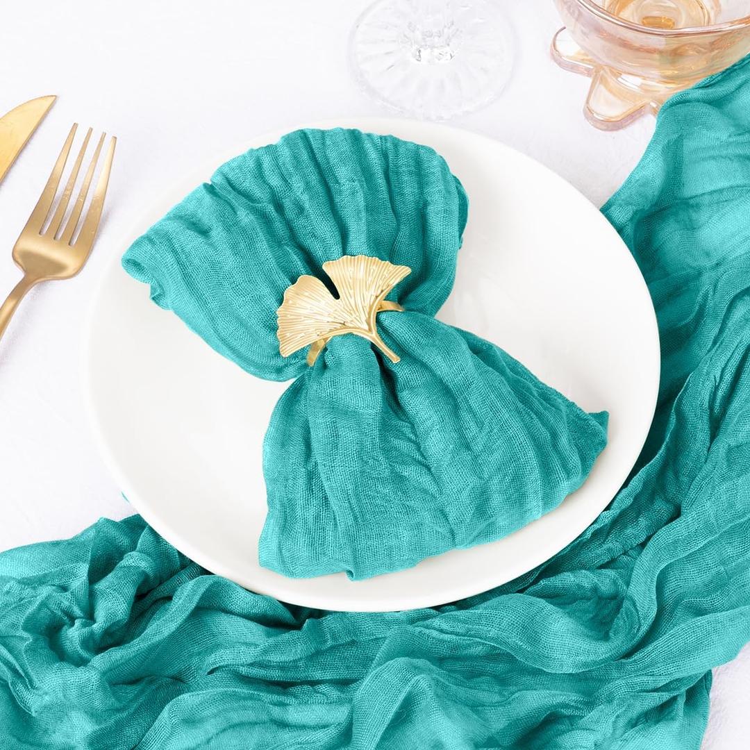 DeZerlor 3 Pack Teal Green Cheesecloth Napkins Summer Cloth Napkins Set of 12 Dinner Napkins Bulk 21x21 Inches for Wedding Bridal Shower Baby Shower Parties